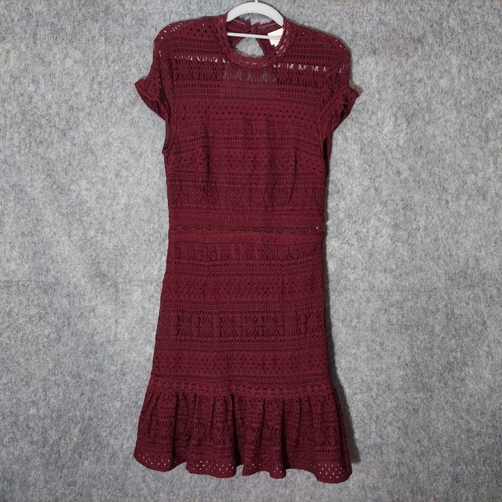 NWOT Anthropologie Foxiedox Dress M Sheath Embroidery Burgundy Festival Romantic